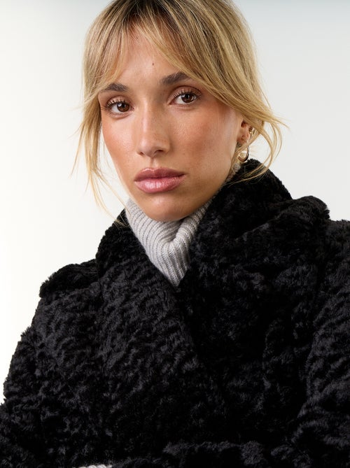 Manteau court en fausse fourrure effet astrakan - Kiabi