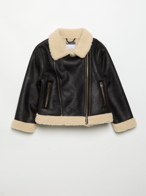 Manteau court en peau lainée - Kiabi