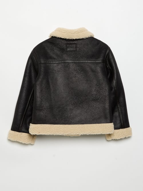 Manteau court en peau lainée - Kiabi