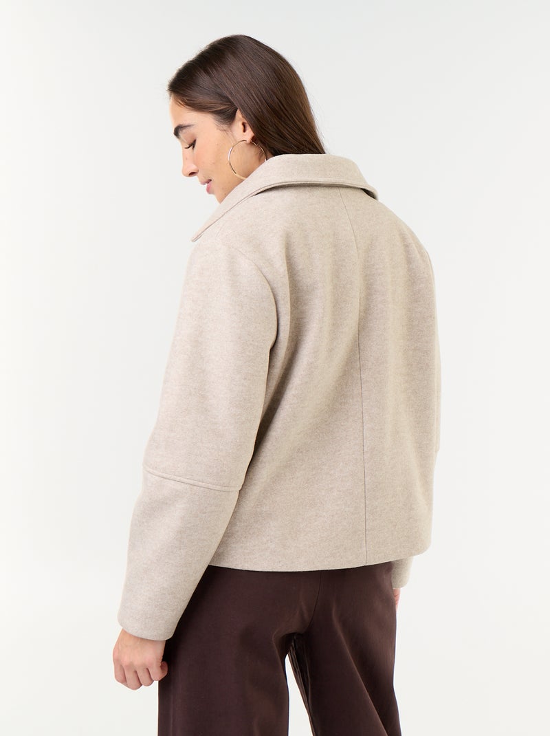 Manteau court esprit lainage Beige - Kiabi