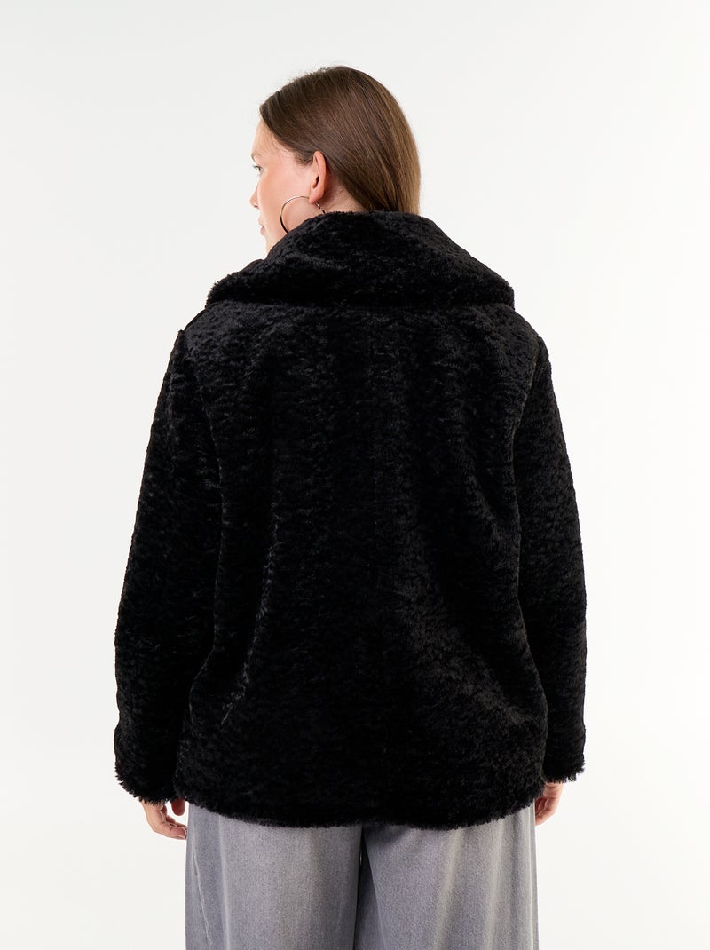 Manteau en fausse fourrure effet astracan Noir - Kiabi