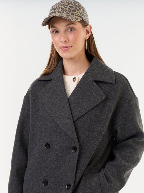 Manteau long effet lainage à col tailleur - Kiabi