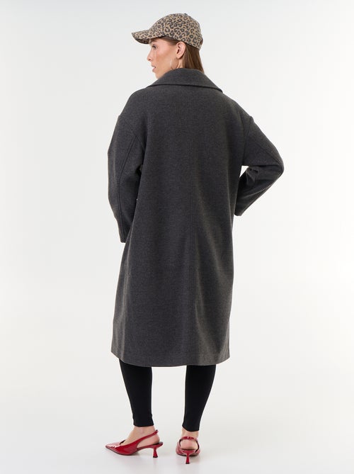 Manteau long effet lainage à col tailleur - Kiabi
