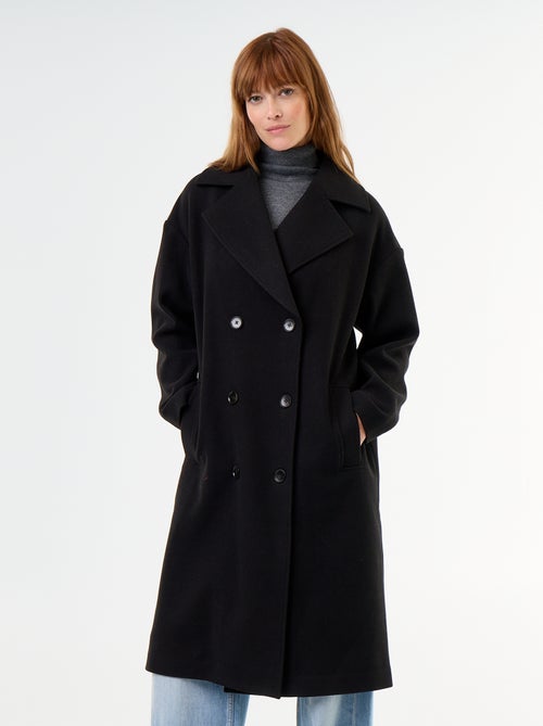 Manteau long effet lainage à col tailleur - Kiabi Manteau long effet lainage à col tailleur - Kiabi