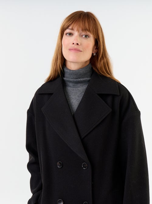 Manteau long effet lainage à col tailleur - Kiabi Manteau long effet lainage à col tailleur - Kiabi
