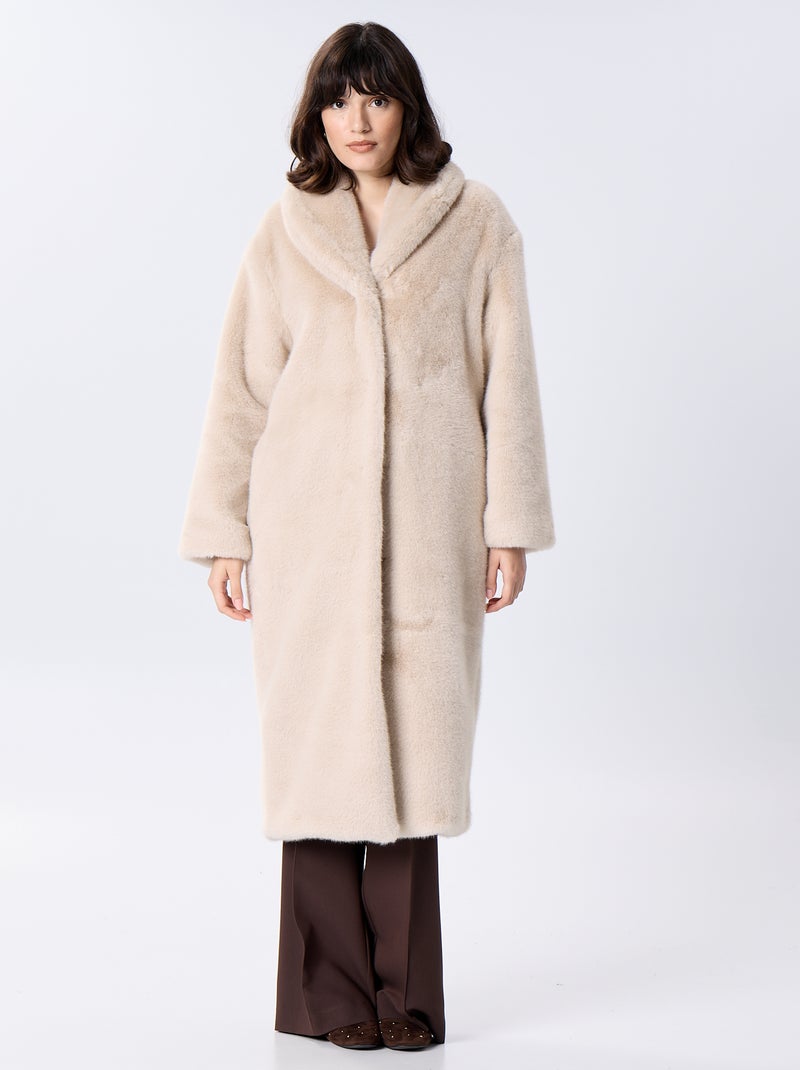Manteau long en fausse fourrure Beige - Kiabi