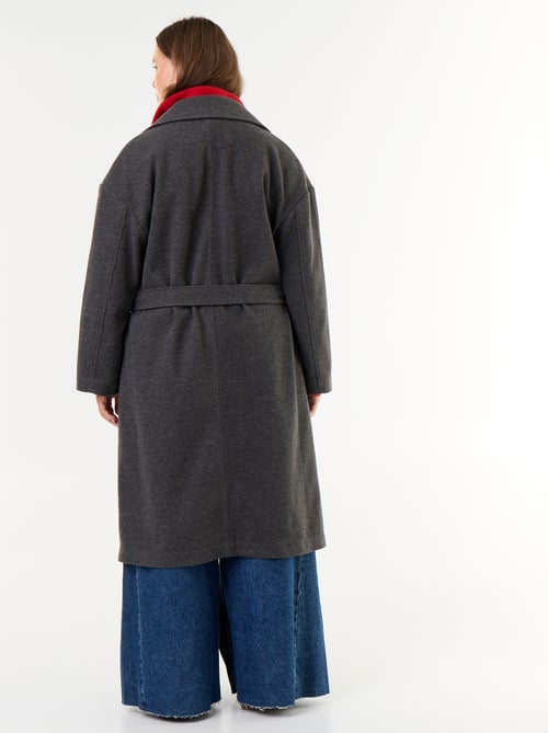 Manteau long en faux lainage avec col tailleur - Kiabi