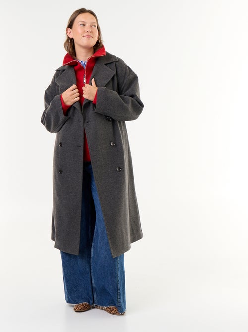 Manteau long esprit lainage avec col tailleur - Kiabi
