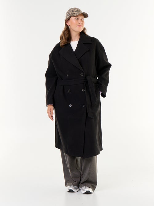 Manteau long esprit lainage avec col tailleur - Kiabi