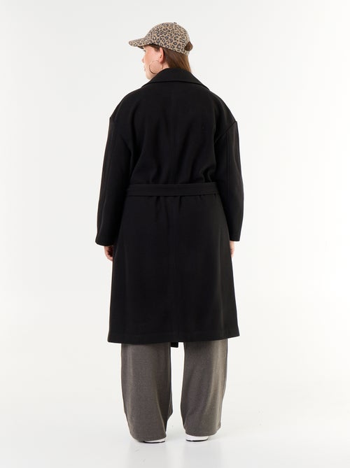 Manteau long esprit lainage avec col tailleur - Kiabi