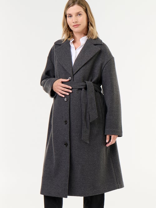 Manteau long faux lainage col tailleur - Kiabi