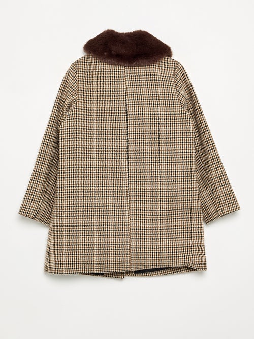 Manteau mi-long avec col en fourrure amovible - Kiabi