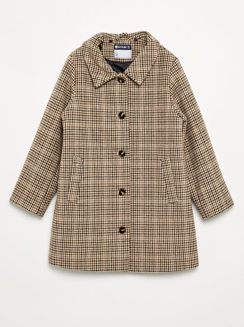 Manteau mi-long avec col en fourrure amovible - Kiabi