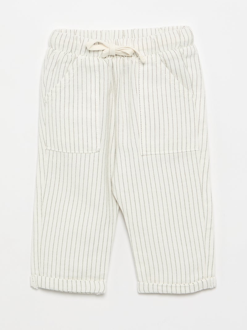 Mao Collar T-shirt + Trousers Set - 2 Pieces White - Kiabi