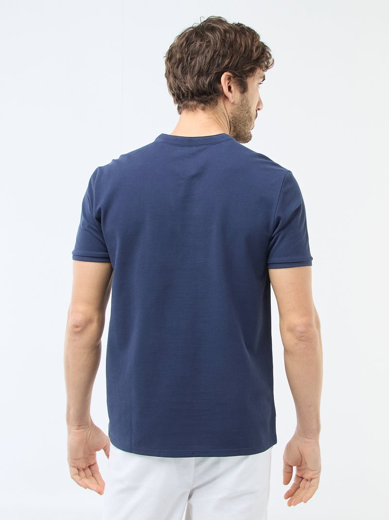 Mao-Kragen Polohemd Marineblau - Kiabi