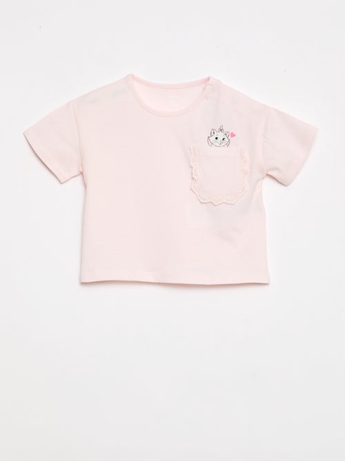 "Marie" "Disney" Short-Sleeved T-Shirt with Ruffled Pocket - Kiabi