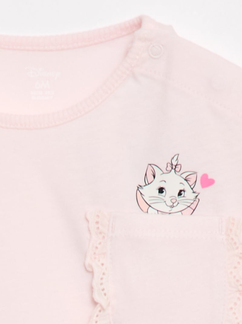 "Marie" "Disney" Short-Sleeved T-Shirt with Ruffled Pocket Pink - Kiabi