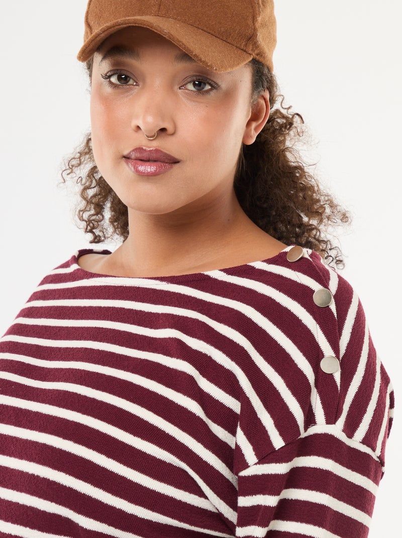 Marinière-T-Shirt mit U-Boot-Ausschnitt Rot - Kiabi