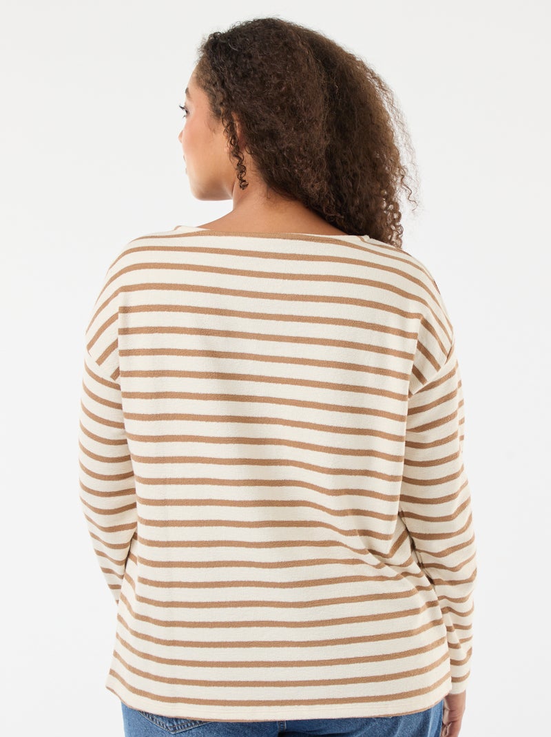Marinière-T-Shirt mit U-Boot-Ausschnitt Weiß - Kiabi