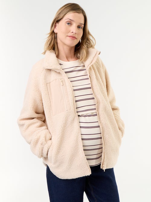 Maternity and Babywearing Faux Shearling Jacket - Kiabi