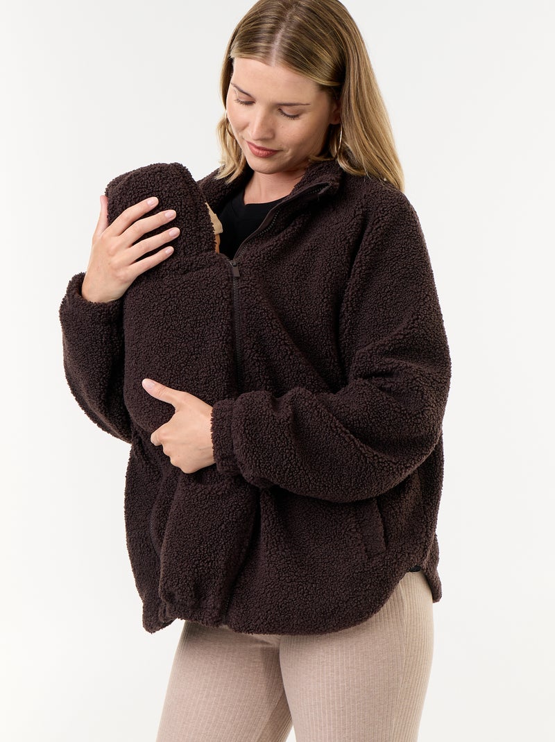 Maternity and Babywearing Faux Shearling Jacket Brown - Kiabi