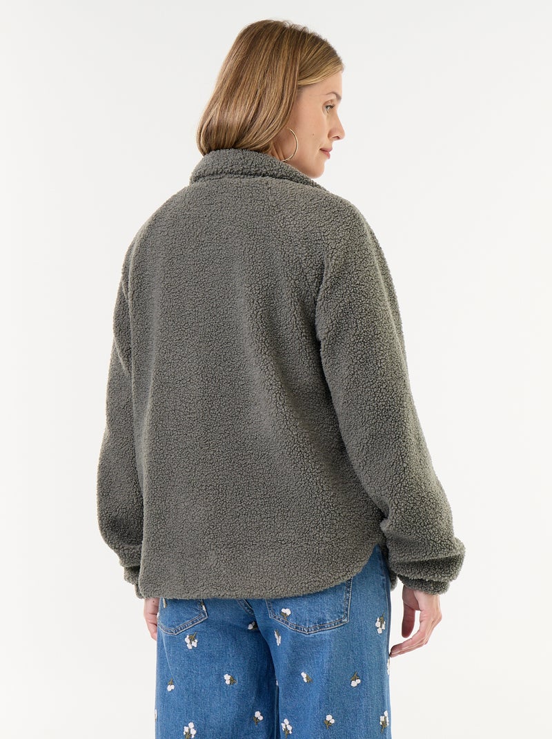 Maternity and Babywearing Faux Shearling Jacket Green - Kiabi