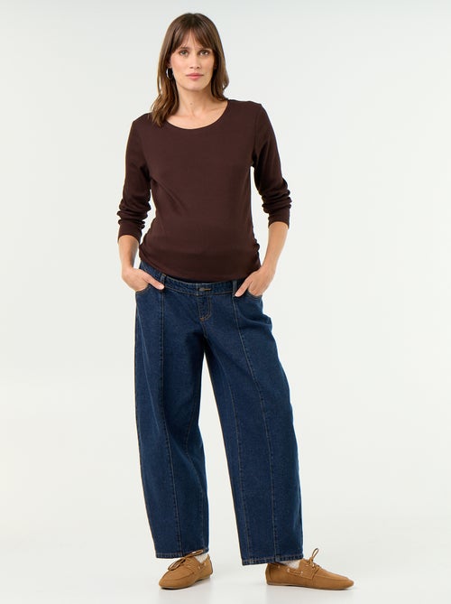 Maternity barrel-cut denim trousers - Kiabi