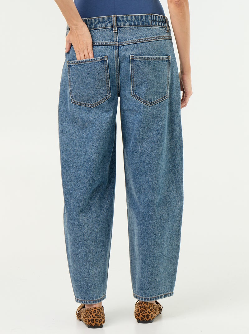 Maternity barrel-cut denim trousers Blue - Kiabi