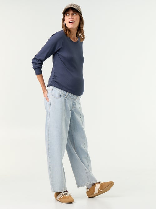 Maternity barrel-cut denim trousers - Kiabi