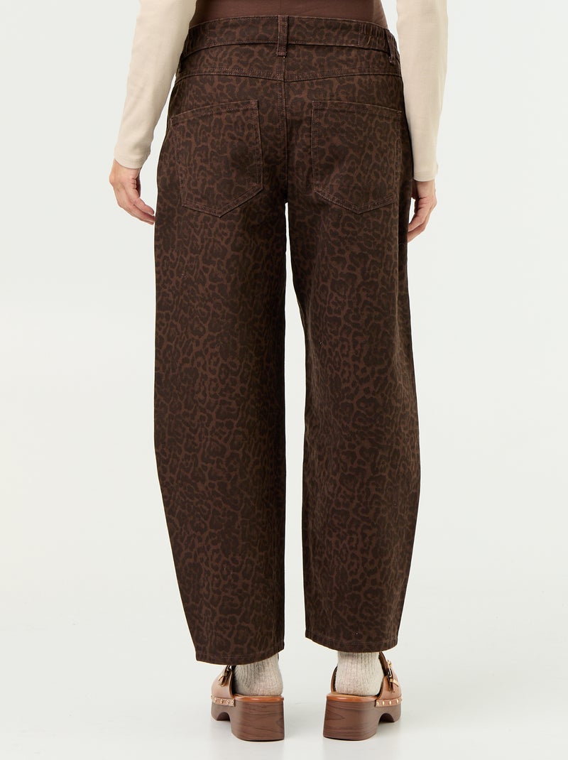 Maternity barrel-cut denim trousers Brown - Kiabi
