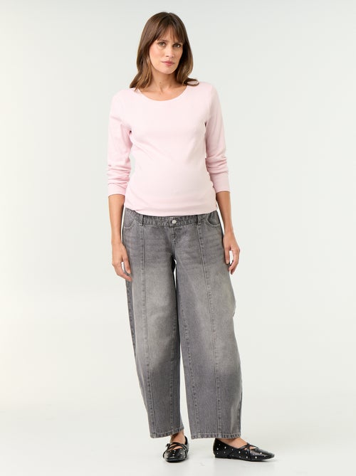 Maternity barrel-cut denim trousers - Kiabi