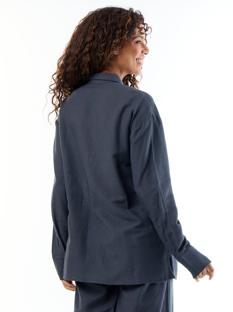 Maternity Blouse in Linen Blend Blue - Kiabi