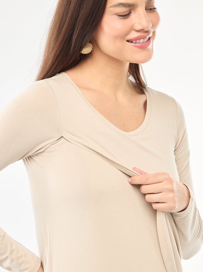 Maternity Marled Nursing T-shirt Grey - Kiabi
