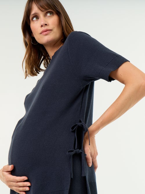 Maternity short-sleeved sweater with laced side slits - Kiabi