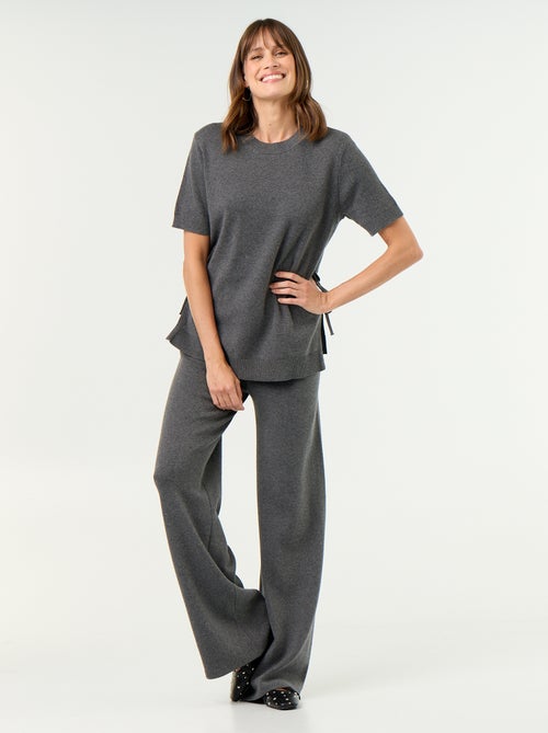 Maternity short-sleeved sweater with laced side slits - Kiabi
