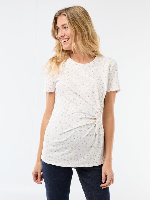 Maternity T-shirt with Draped Round Neck - Kiabi