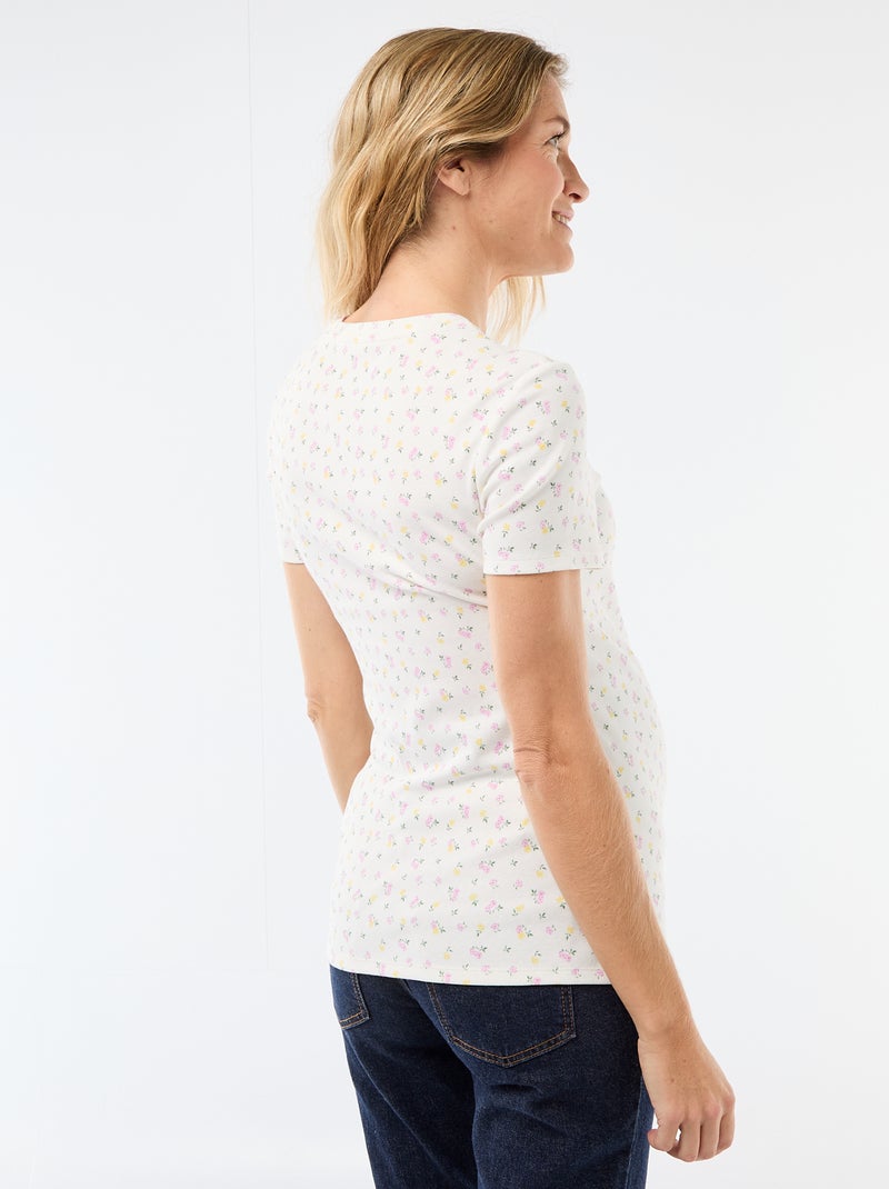 Maternity T-shirt with Draped Round Neck Beige - Kiabi