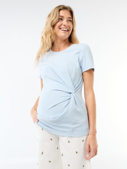 Maternity T-shirt with Draped Round Neck - Kiabi