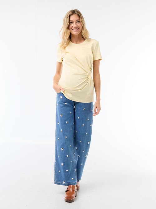 Maternity T-shirt with Draped Round Neck - Kiabi