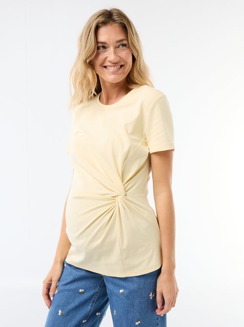 Maternity T-shirt with Draped Round Neck - Kiabi