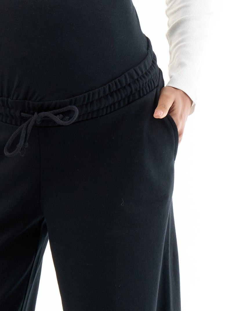 Maternity wide leg French terry joggers Black - Kiabi