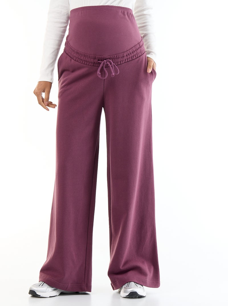 Maternity wide leg French terry joggers Purple - Kiabi