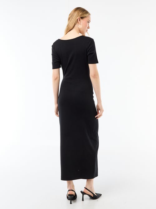Maxikleid mit Drapierung und Schmuckdetail - Kiabi