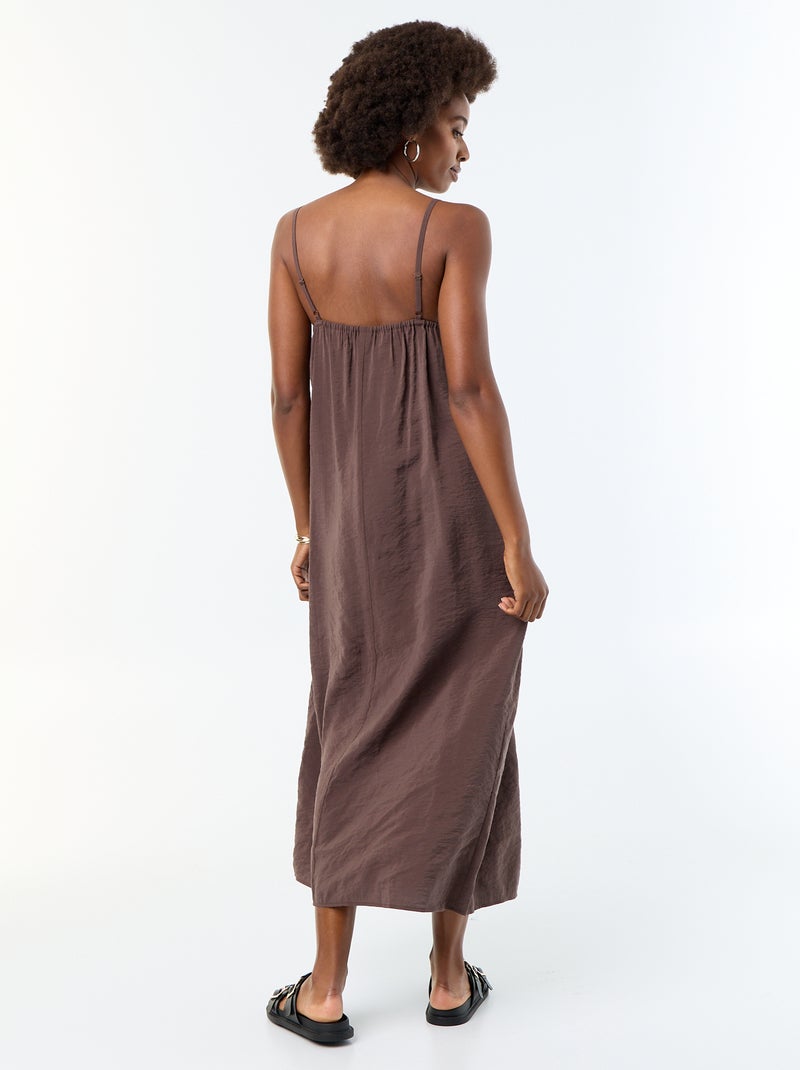 Maxikleid mit schmalen Trägern und Perlen Braun - Kiabi