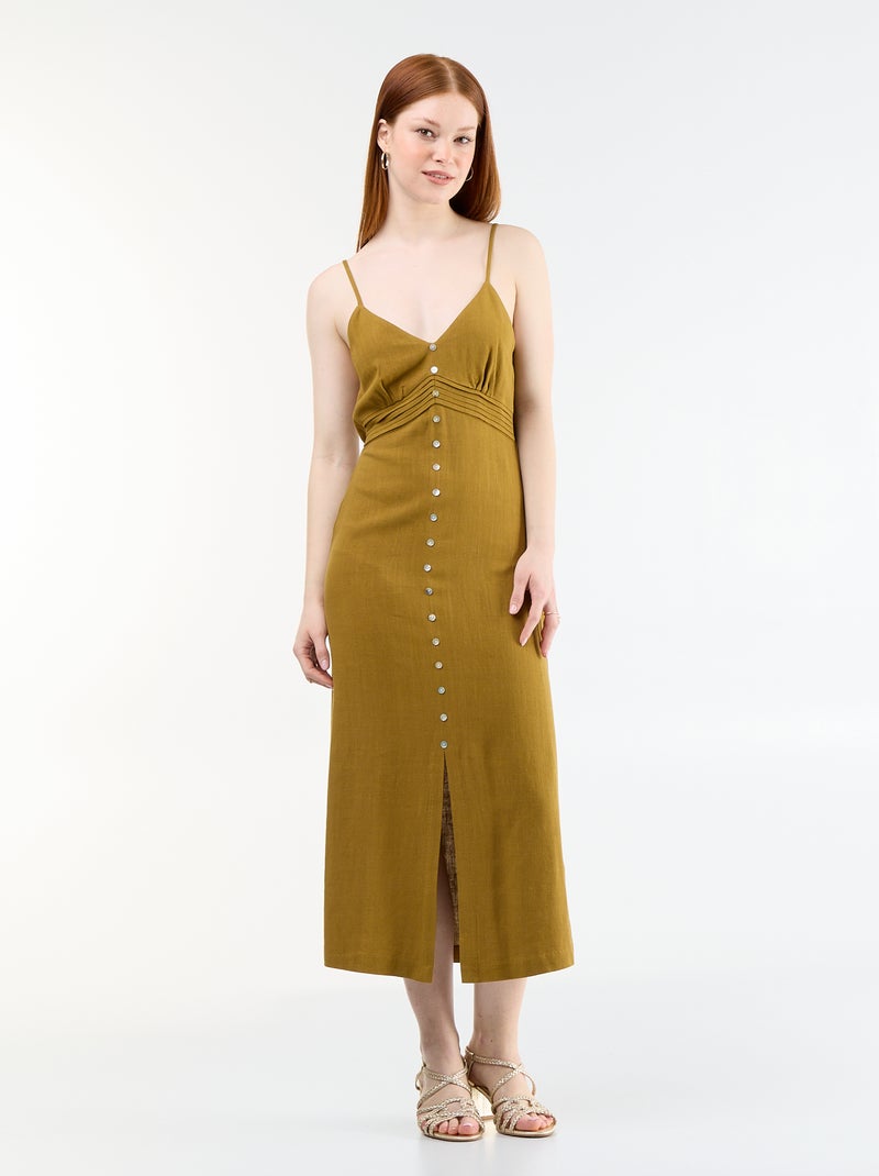 Maxikleid mit verstellbaren Spaghettiträgern Braun - Kiabi