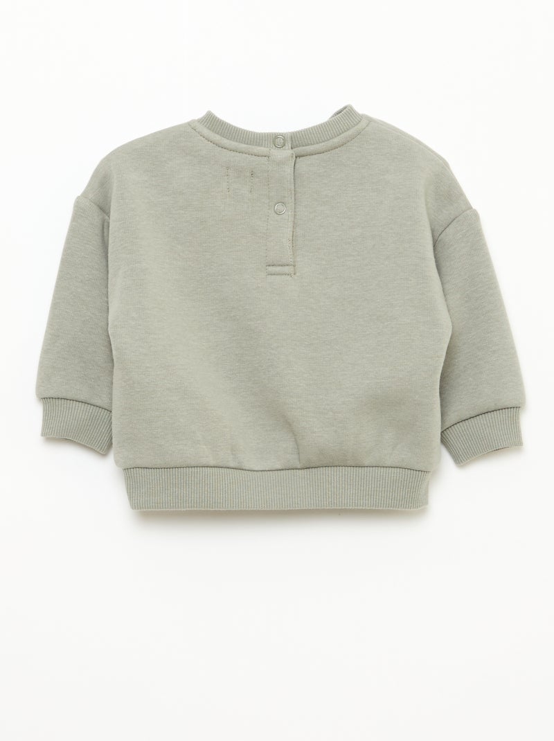 Melierter Sweatshirt mit weichem Velours-Innenfutter Grün - Kiabi