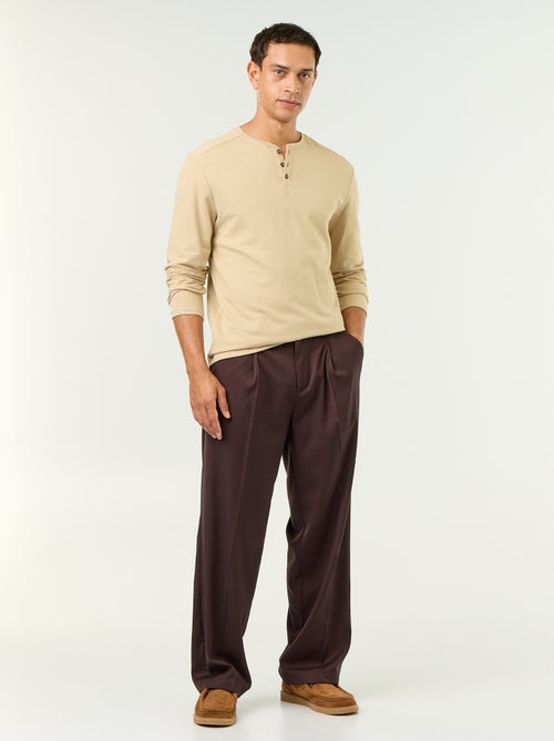Men's Long-Sleeved Henley T-shirt - Kiabi