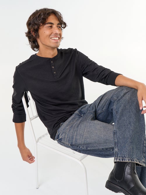 Men's Long-Sleeved Henley T-shirt - Kiabi