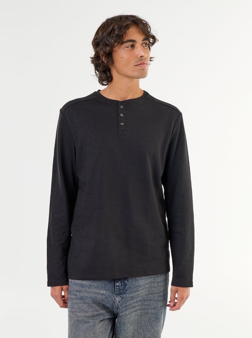 Men's Long-Sleeved Henley T-shirt - Kiabi