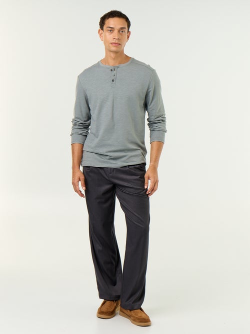 Men's Long-Sleeved Henley T-shirt - Kiabi